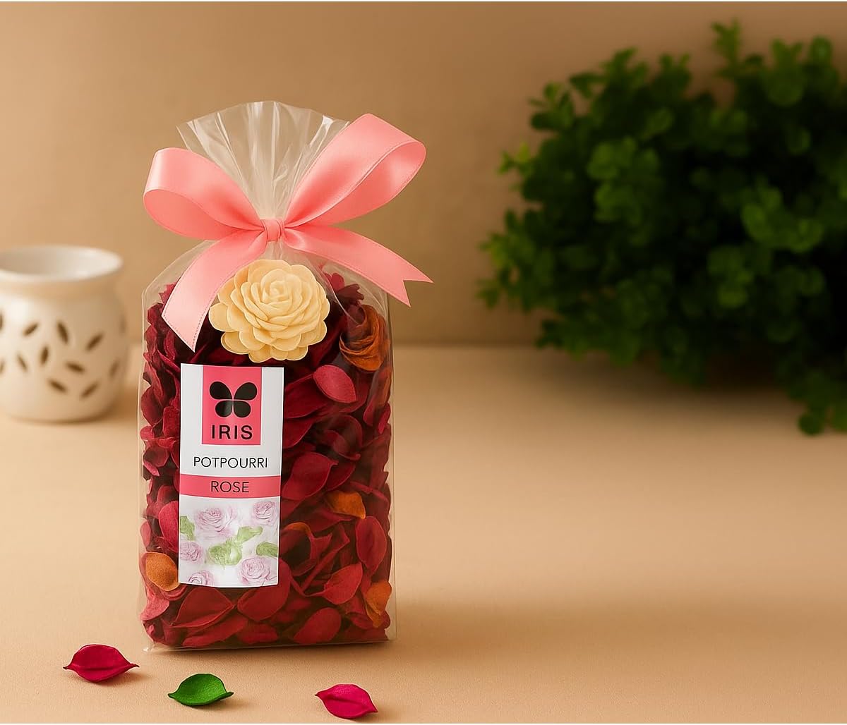IRIS, Home Fragrance -Rose Potpourri - Floral Rose Scent - Fine-Living Fragrance -Natural Decoration - Mood Enhancer - Made in India - 140 Gram - Red