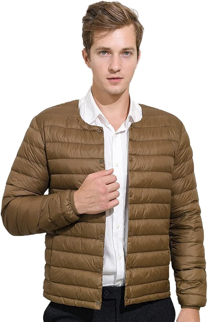 Amazon メンズ ダウンジャケット 軽量ライト ウルトラライト コート 防風 登山 暖かい アウトドア ライトダウン コンパクト収納 おしゃれ 秋冬春 通勤 アウター キャメル M コート ジャケット 通販