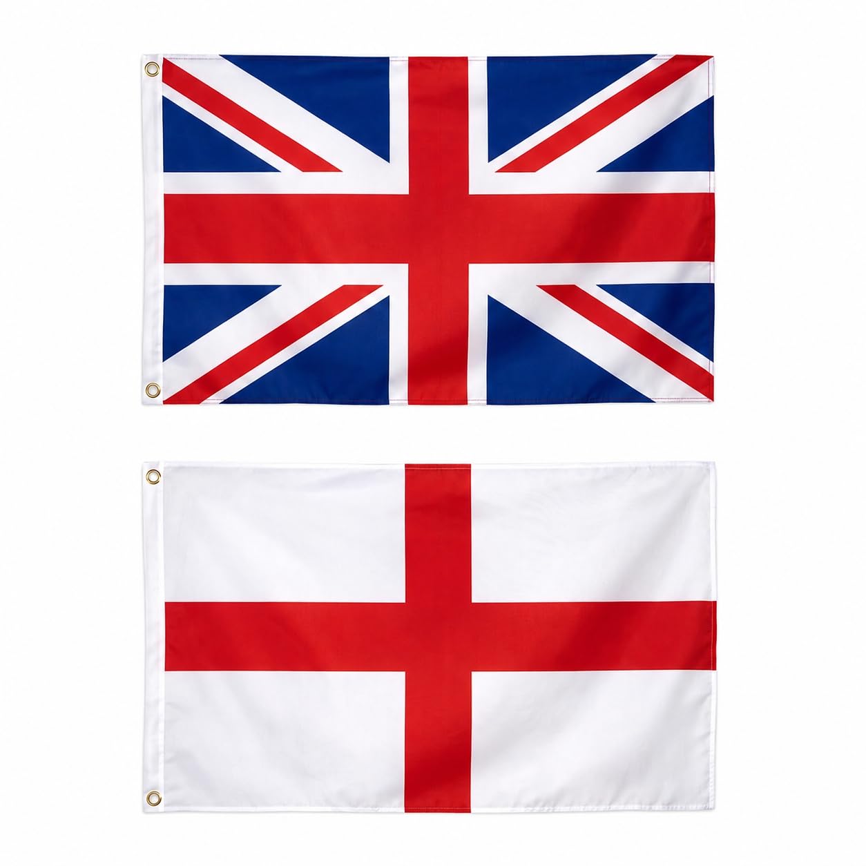 Union Jack flag and St George flag 5ftx3ft 1 each Pack double sided Polyester Waterproof with 2 Brass Eyelets Vivid Colours Indoor/Outdoor Use Pub, Royal, Garden parties and Sport Ev