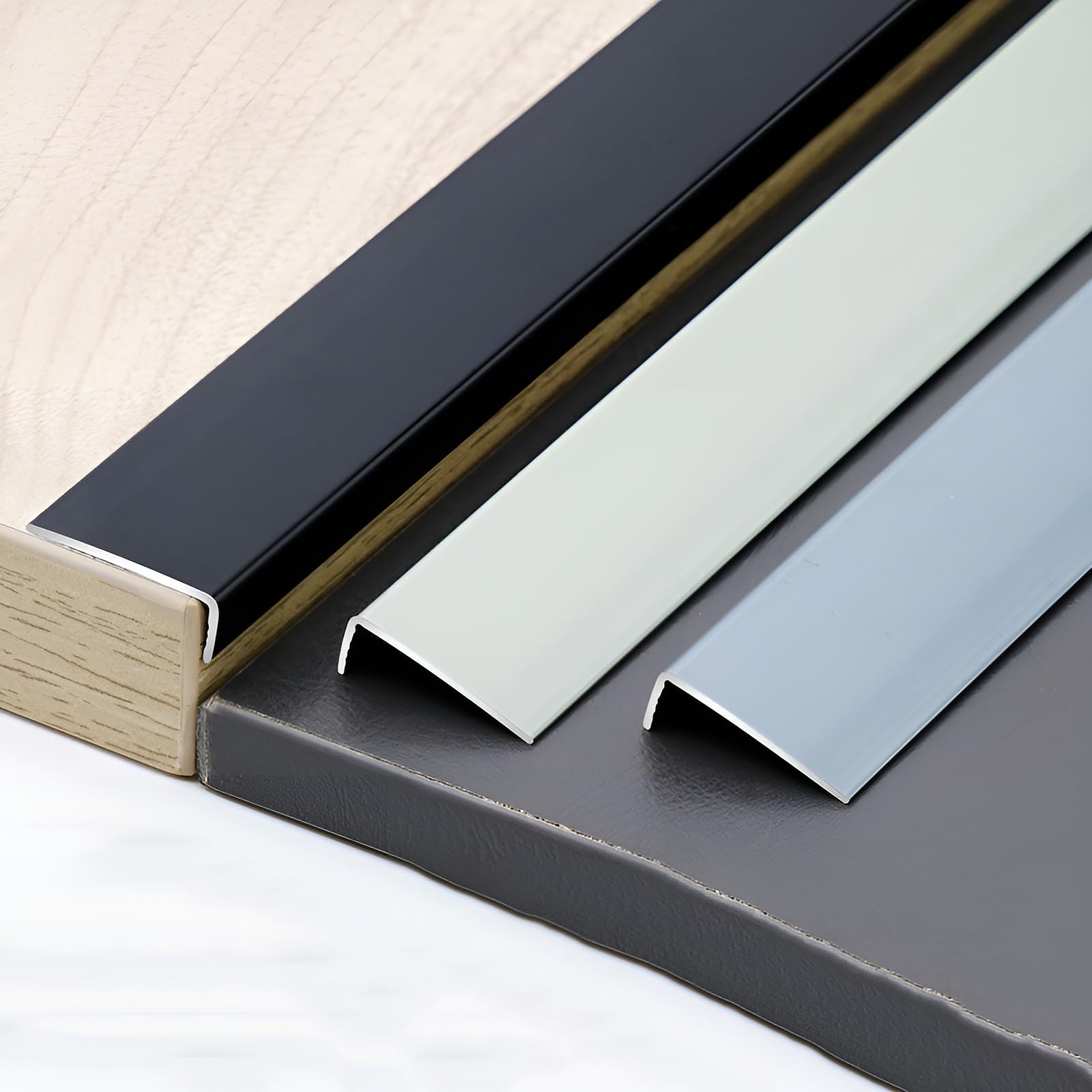Jxnvhj Silver Floor Edge Trim, Stair Edge Protector, Non-Slip Threshold Strip, Floor Transition Strip For Tile, Wood, Laminate Joins Gap, Aluminum(,2X3.5cm)