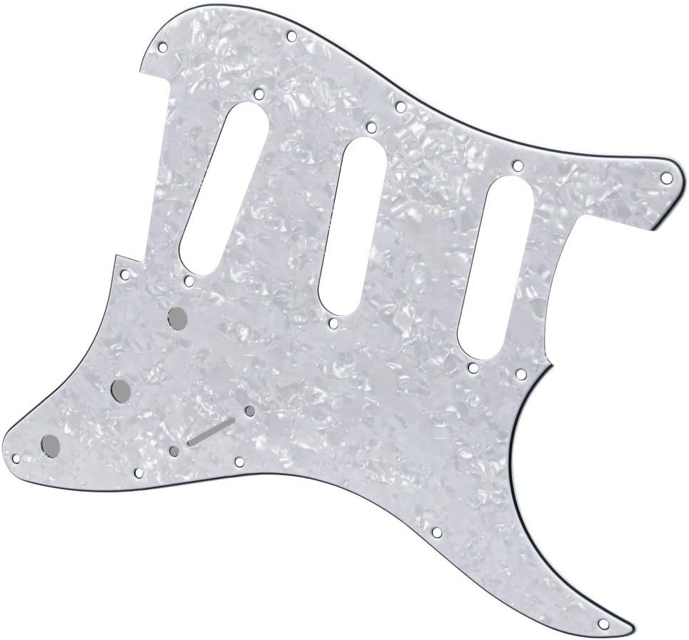 FLEOR Set of Electric Guitar SSS Style Pickguard with Back Plate Mounting Screws for USA/MEX ST Guitar Part,4Ply White Pearl - Image 4