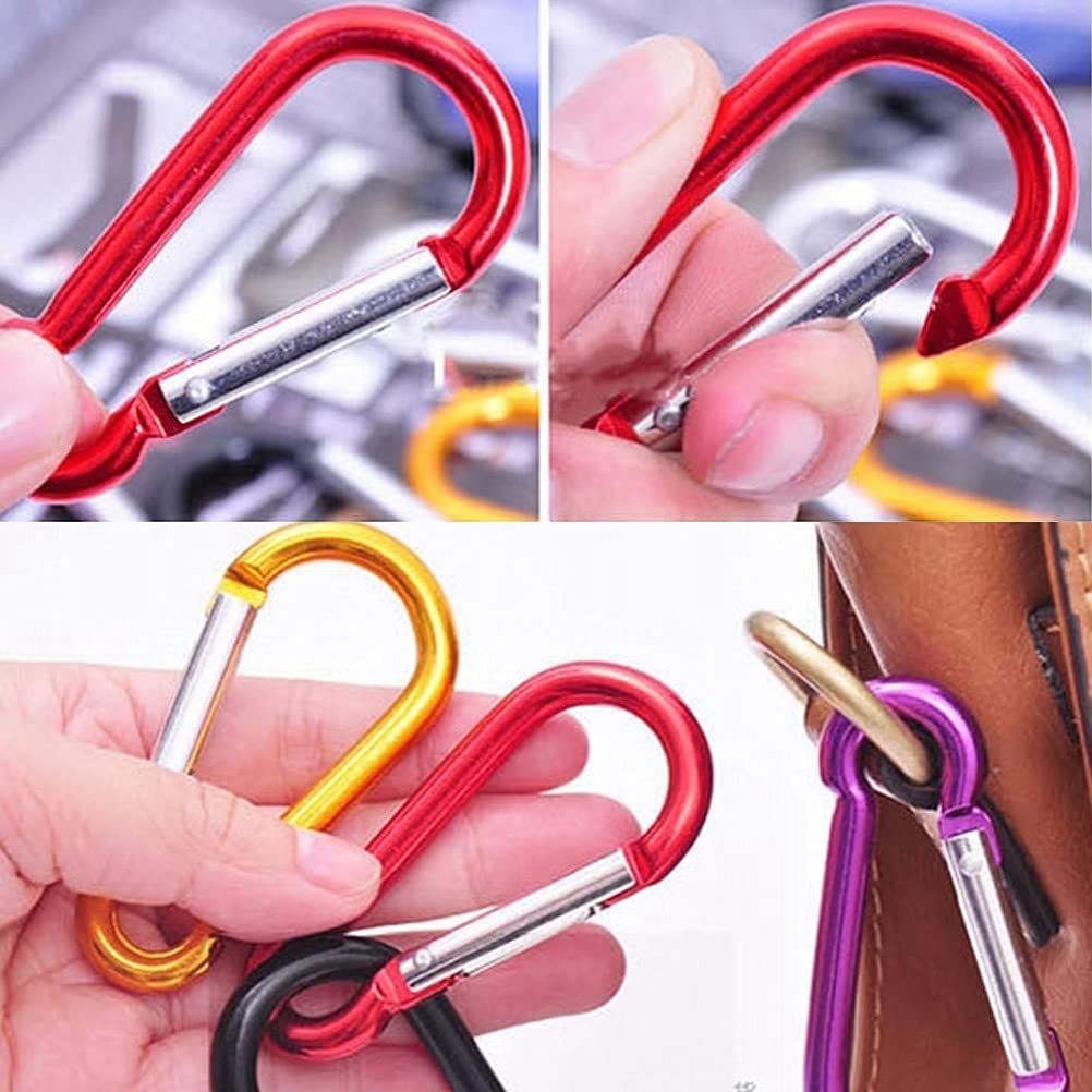 80Pcs Mousquetons Porte-clés TIMESETL Mini Mousqueton Fermoir en Alliage d'aluminium, Petit Mousqueton Couleur Porte-clés, Mousquetons de Sécurité pour Le Voyage, Escalade, Charge 5 kg