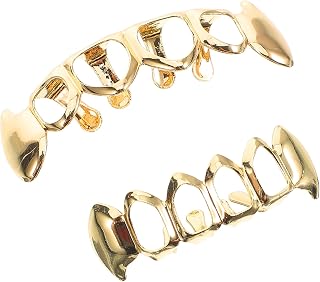 Golden Hollow Dental Grills Copper Hip Hop Accessory for Adults | Lightweight, Stable Fit, Easy Installation, Unique Look for Rappers and Hip Hop Culture Use
