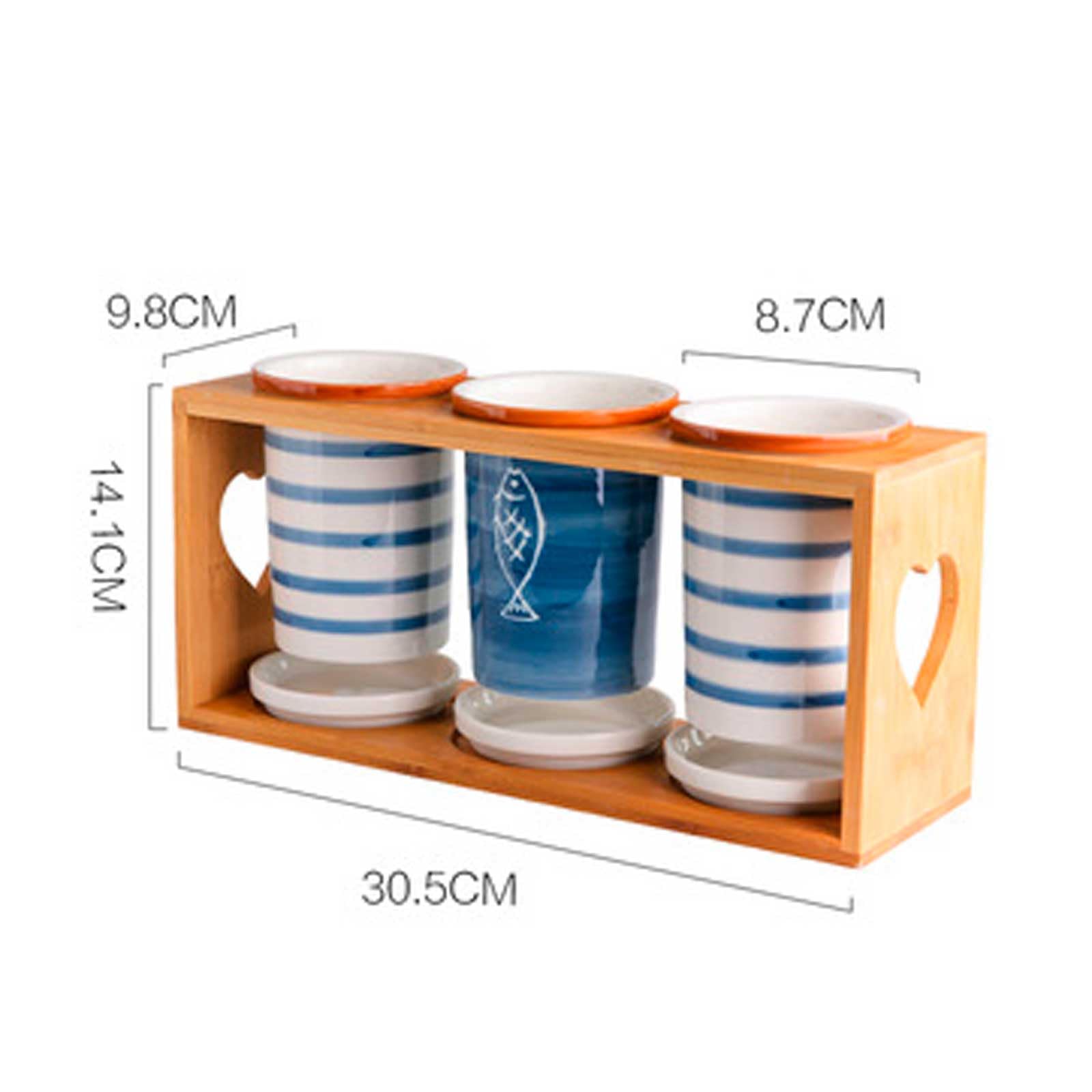 Portaposate In Ceramica E Legno - Con Scomparto Staccabile, Per Cucina E Tavola, Elegante E Pratico - Foto 4