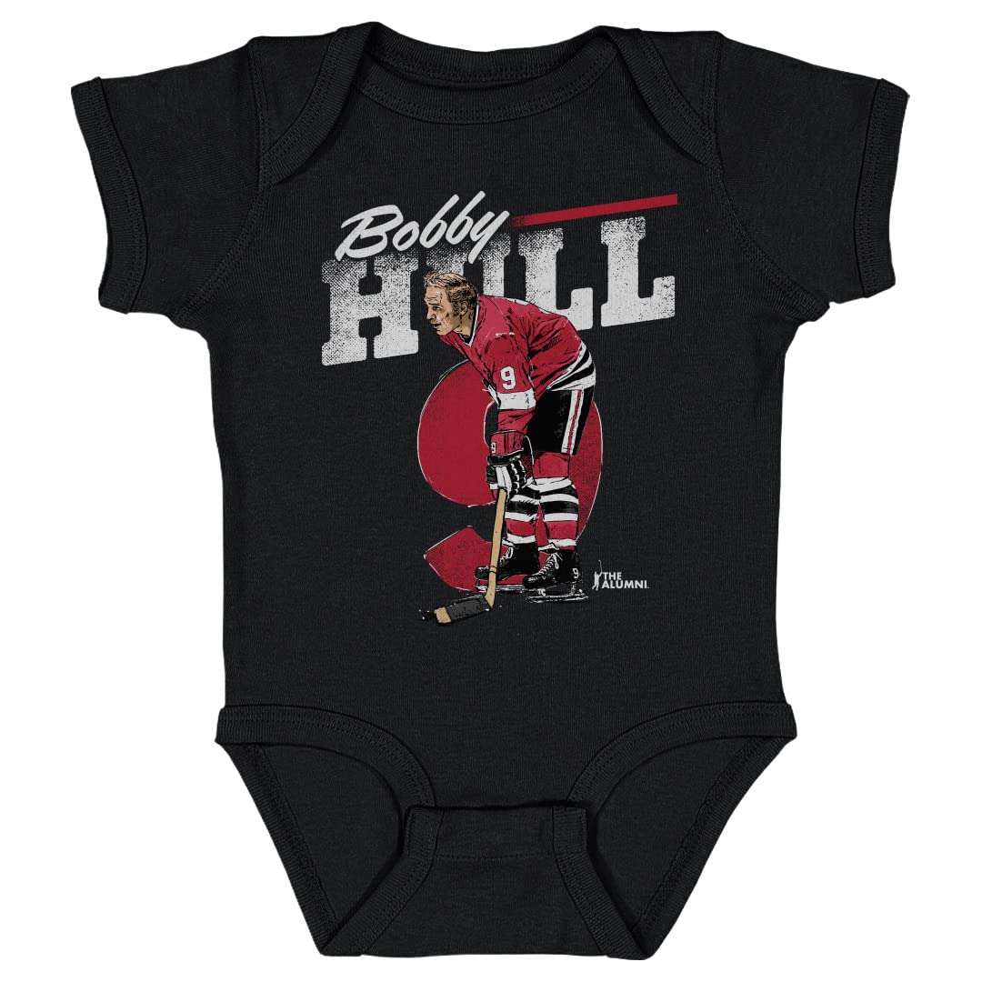 500 LEVEL Bobby Hull Baby Infant One Piece Bodysuit (12M, Black) - Bobby Hull Chicago Retro WHT