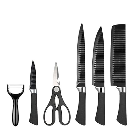 EMNDR Stainless Steel Kitchen Knives (Black) -6 Pcs Set