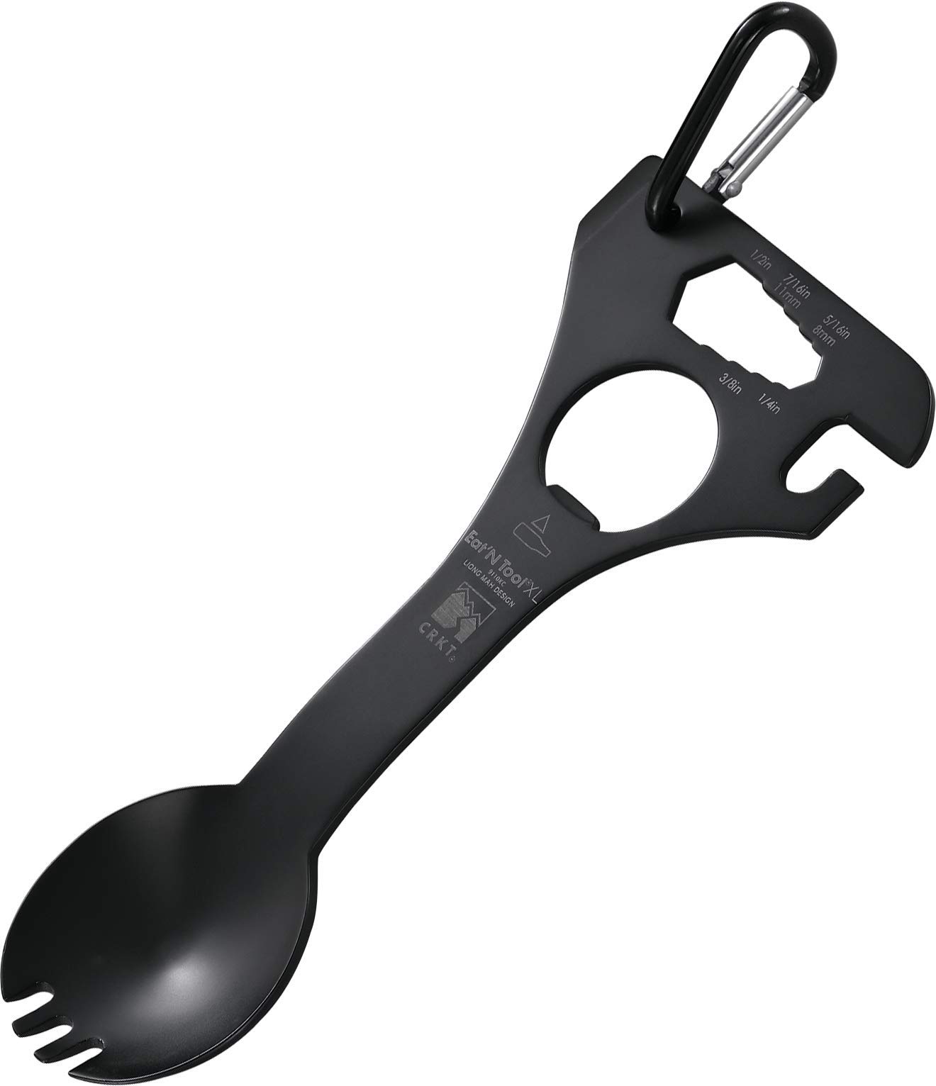 CRKT Eat'N Tool Outdoor Spork Multitool: Durable and Lightweight, for Camping, Hiking, Backpacking and Outdoors Activities, Extra Large, Black, Carabiner 9110KC