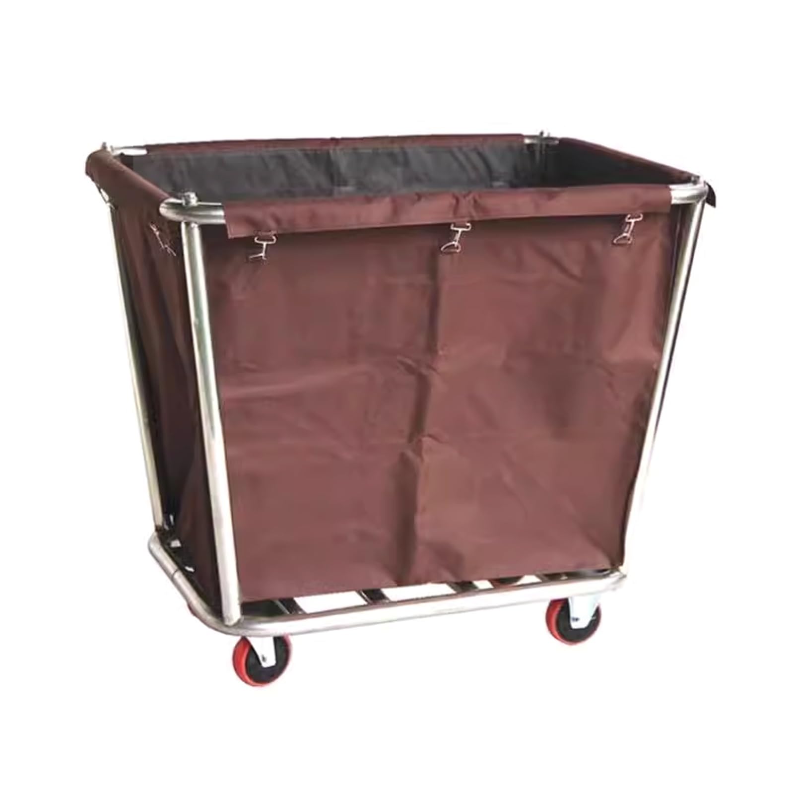 JYBNBBE Heavy-Duty Commercial Laundry Cart with 4 Wheels Removable Ox Cloth Lining Stainless Steel Basket for Hotels and Hospitals
