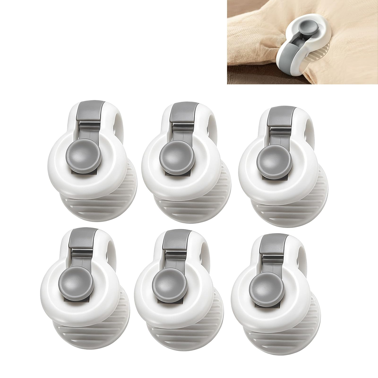 6-Pack Bedsheet Holder Clip for Bed - Turquoise Grey Bed Sheet Fasteners and Sheet Clips to Prevent Sheet Slipping, Multi-Point Bed Linen Holder-image-47