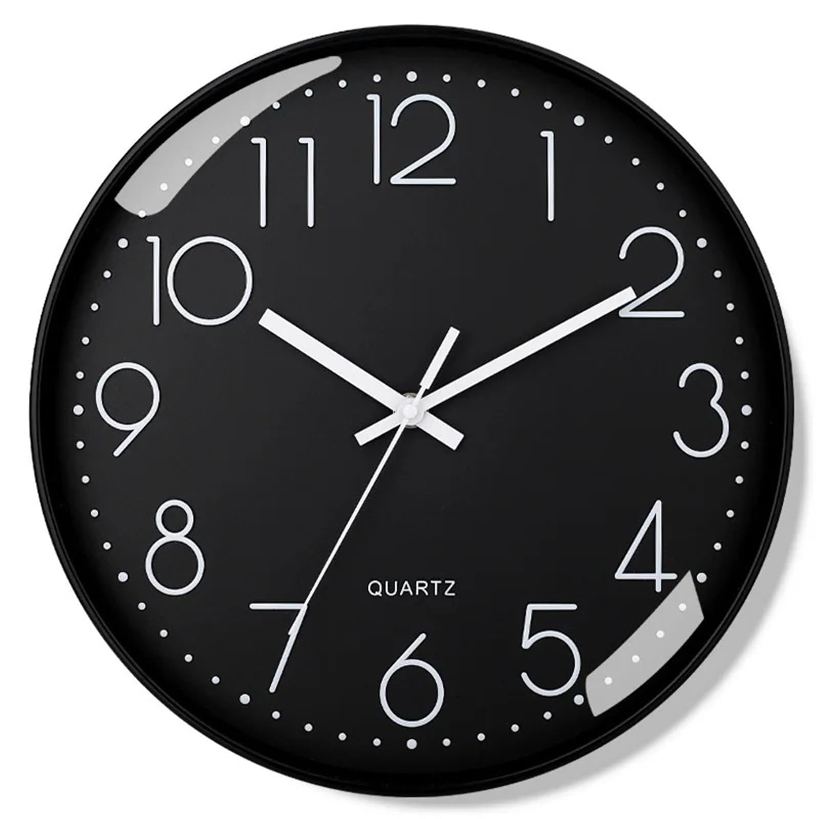 Reloj de pared silencioso para dormir sin ruidos en el dormitorio, negro de 20cm