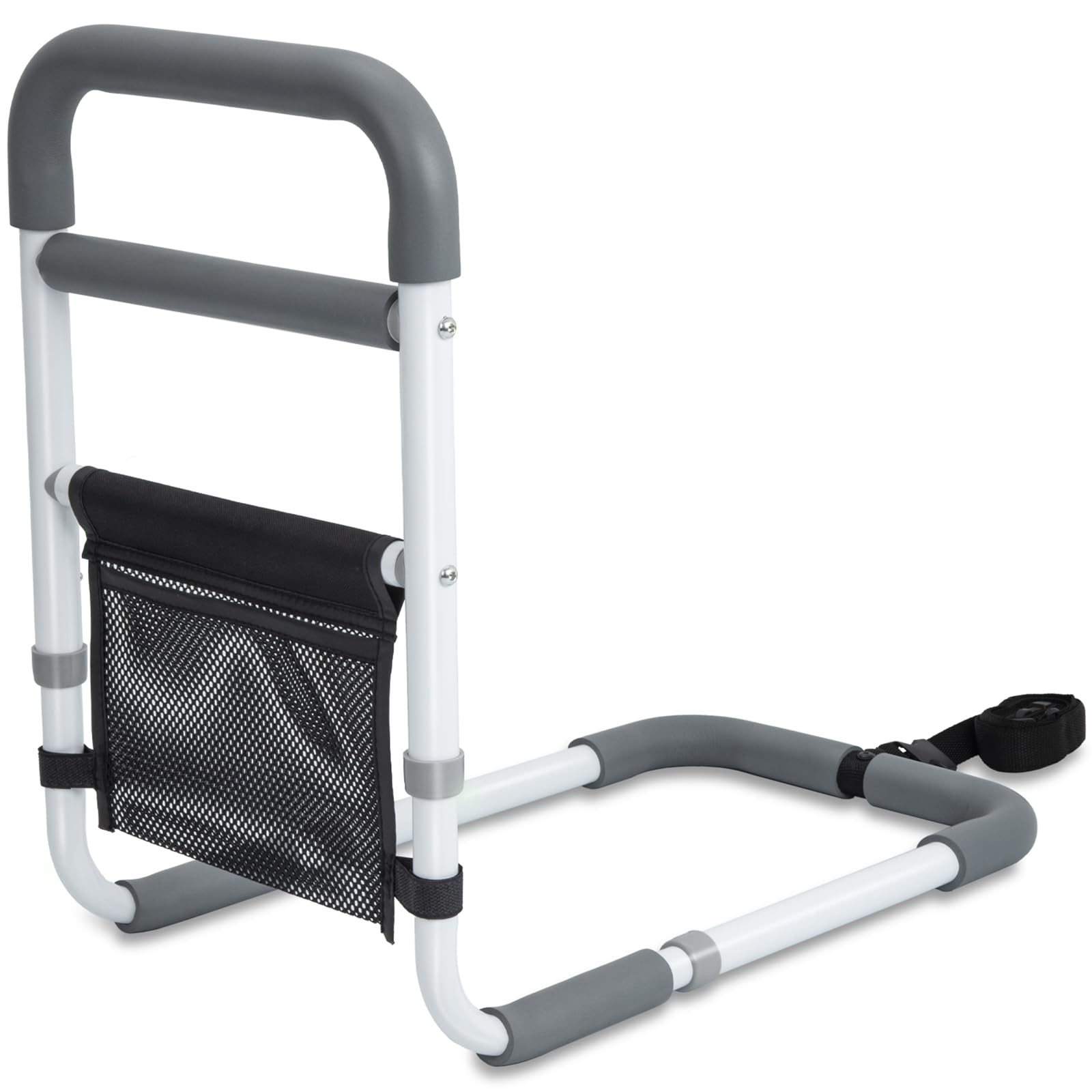 Bed Rails for Elderly Adults - 350LBS Heavy Duty Bed Assist Rail with Non-Slip Bedside Handle, Fall Prevention Safety Cane with Storage Pocket for Seniors, Fits King/Queen/Full/Twin Beds