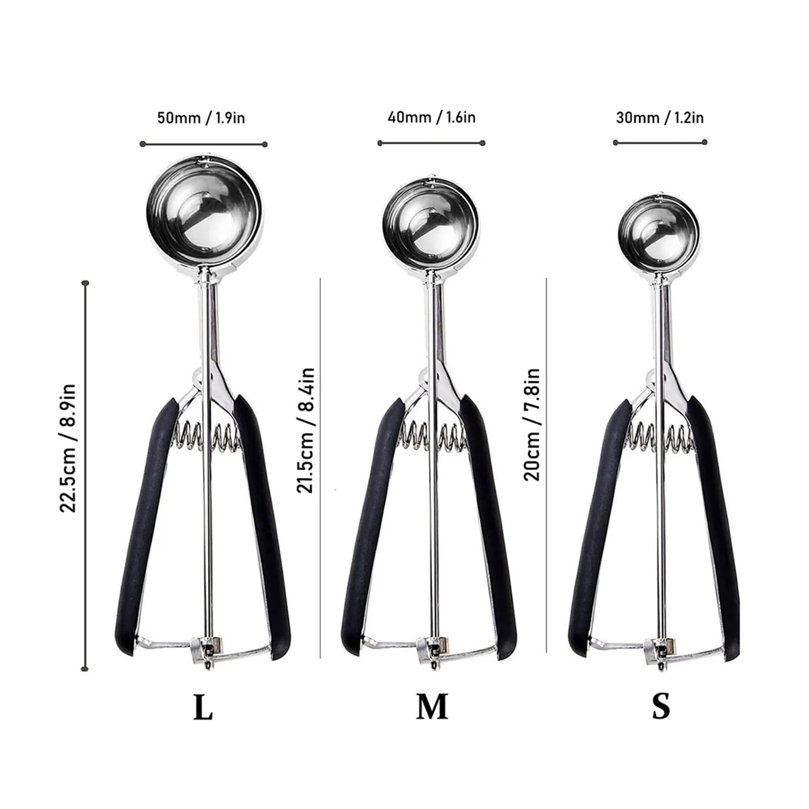 Cuillère à biscuits en acier inoxydable for la cuisson de cuillères glace polyvalentes(Red-3PC)