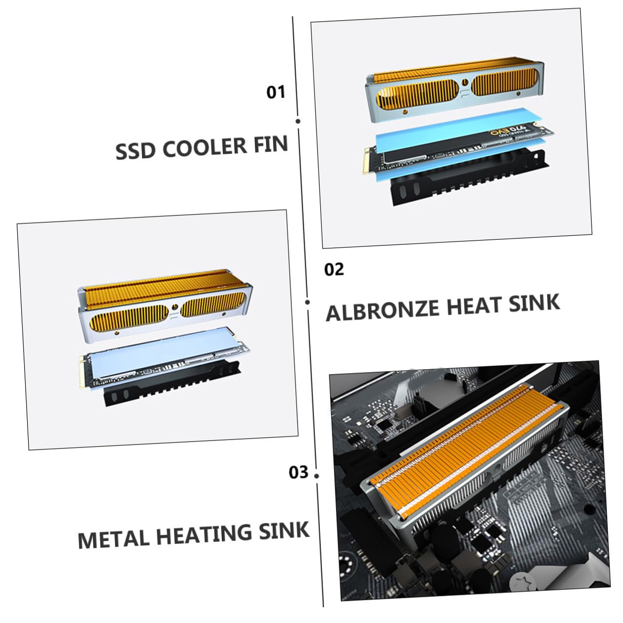 jojofuny 1pezzi Dissipatore Di Calore Albronze Per Unità Ssd Dissipatore Termico in Alette Di Raffreddamento Per Ssd Da Dorato Sabbiatura Antiruggine