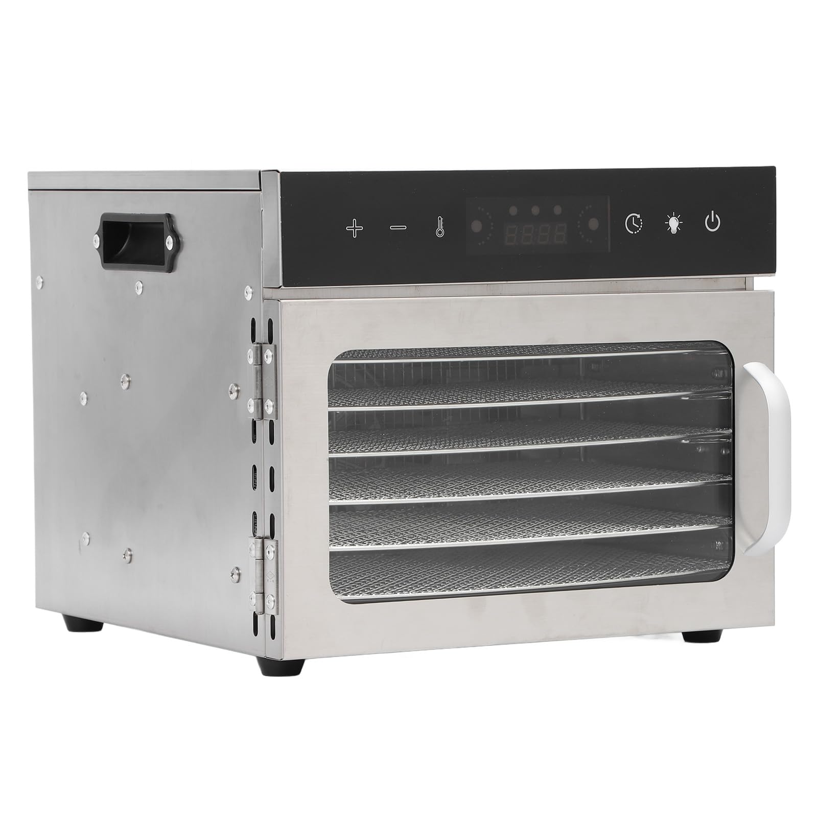 Fdit Disidratatore Alimenti 6 Vassoi in Acciaio Inox, Timer Digitale Controllo Temperatura 70-190°F per Carne Secca, Frutta, Snack per Cani, Prevenzione Surriscaldamento, (Spina europea 220 V)