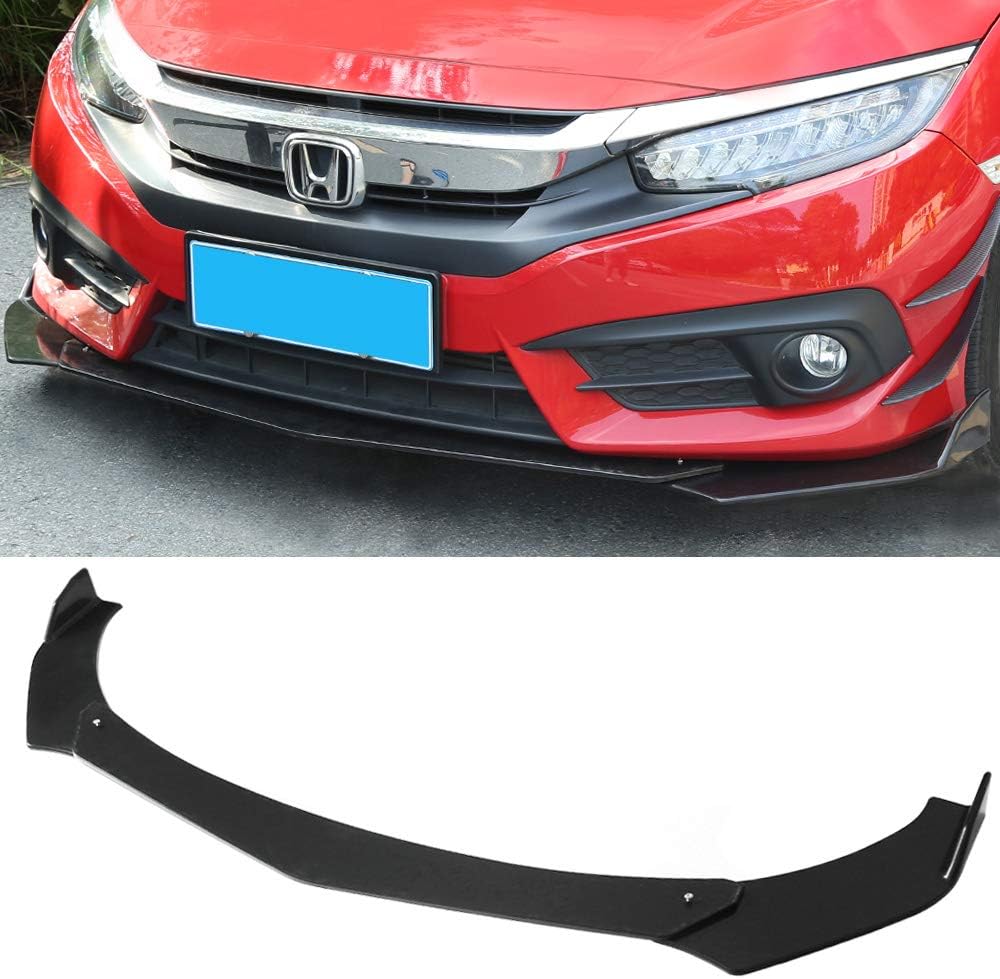 Kyostar Black Universal Front Bumper Lip Chin Spoiler ABS Front Bumper Lip Sopiler 3 Pcs Fits For Audi,Ford,BMW,Honda,Chevrolet,Toyota,Civic