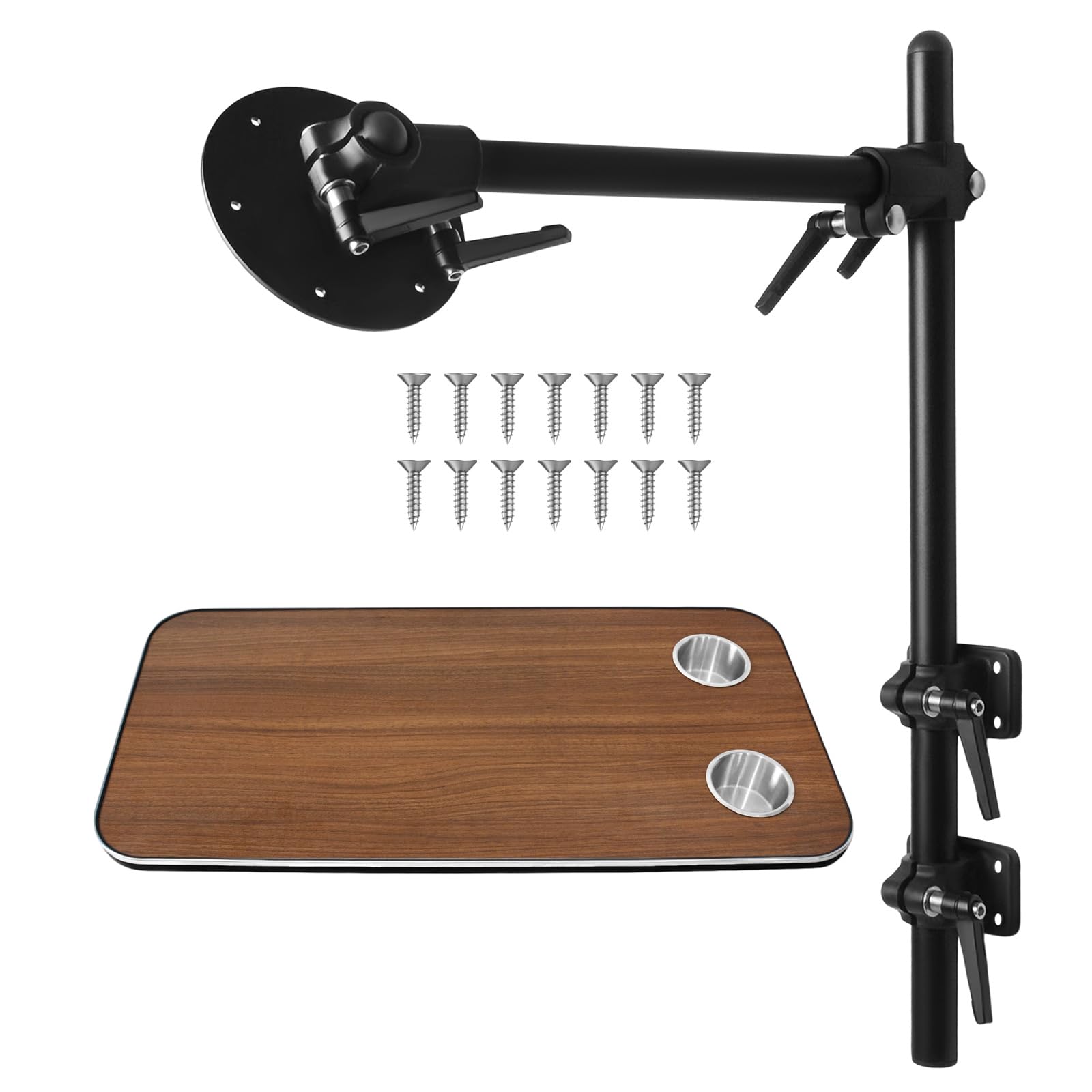 Mesa ajustable para RV en nogal de 31.5" con brazo giratorio de pared