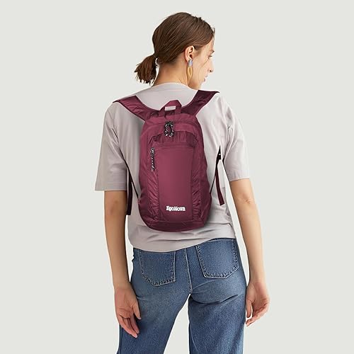 Miniatura 5 de Mochila de senderismo, mochila plegable de 12 litros, ligera y resistente al agua para senderismo, campamento y actividades al aire libre (rojo vino)