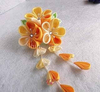 UTHTY japonés Hecho a Mano y Adornos for el Cabello Estilo Vintage Desgaste Borla Tocado de Novia Flor Fina Horquilla (Rojo) (Color : Yellow)