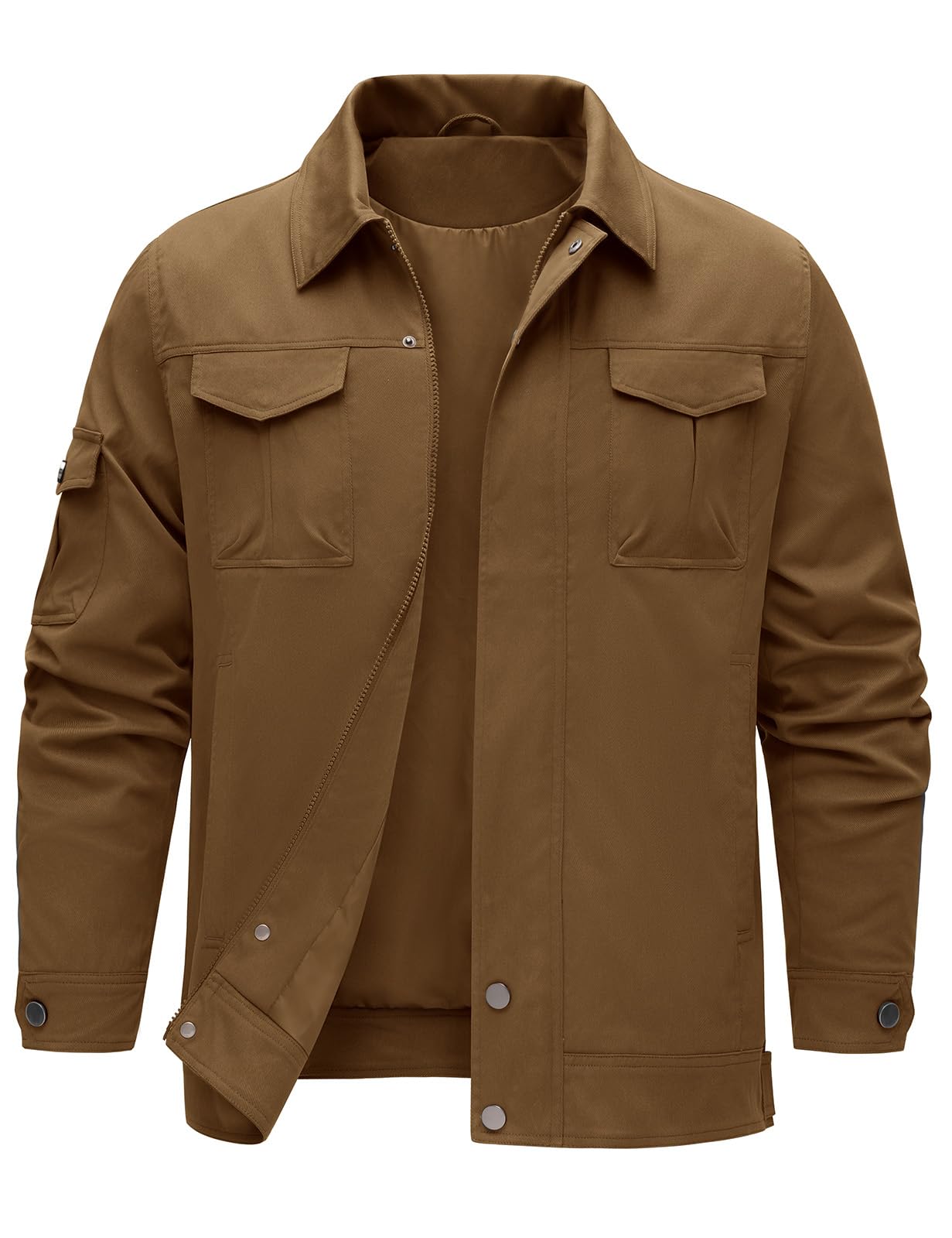 TOMEEK Chaqueta Hombre Entretiempo Casual Impermeable Botón Chaqueta de Aviador Cargo Clásico Primavera Verano Cazadora Ligera con Múltiples Bolsillos