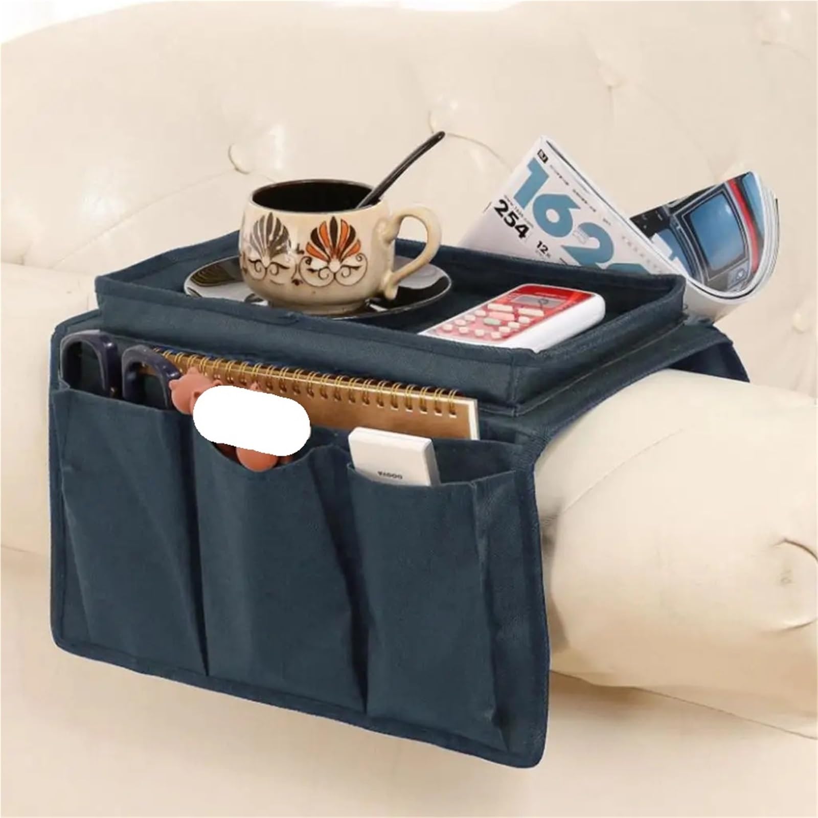 Organizador de reposabrazos for sofá, Bandeja Almacenamiento Bolsillo, Control Remoto, Organizador for teléfono móvil para Sofá(Black)