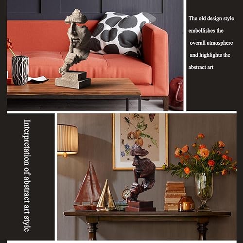 Miniatura 10 de Scekackdv Silence is a Golden Statue - Estatua dorada para hombre, decoración creativa para la habitación del hogar, escultura de amigos, estantería