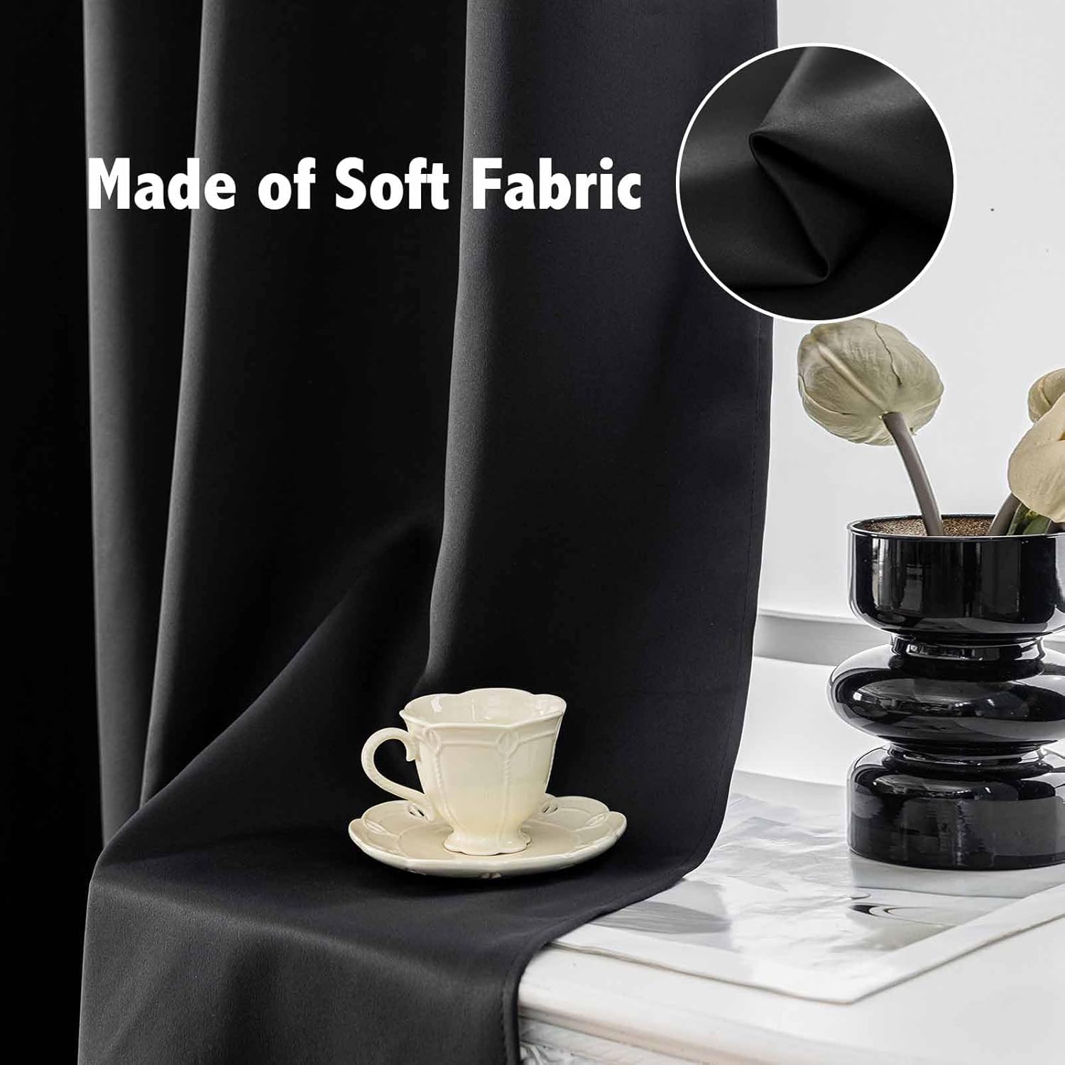 Anytime 100% Blackout Curtain 2 Panels Set,Thermal Insulated Window Drapes for Bedroom,Full Shading Panels (Black,70W x 72L)