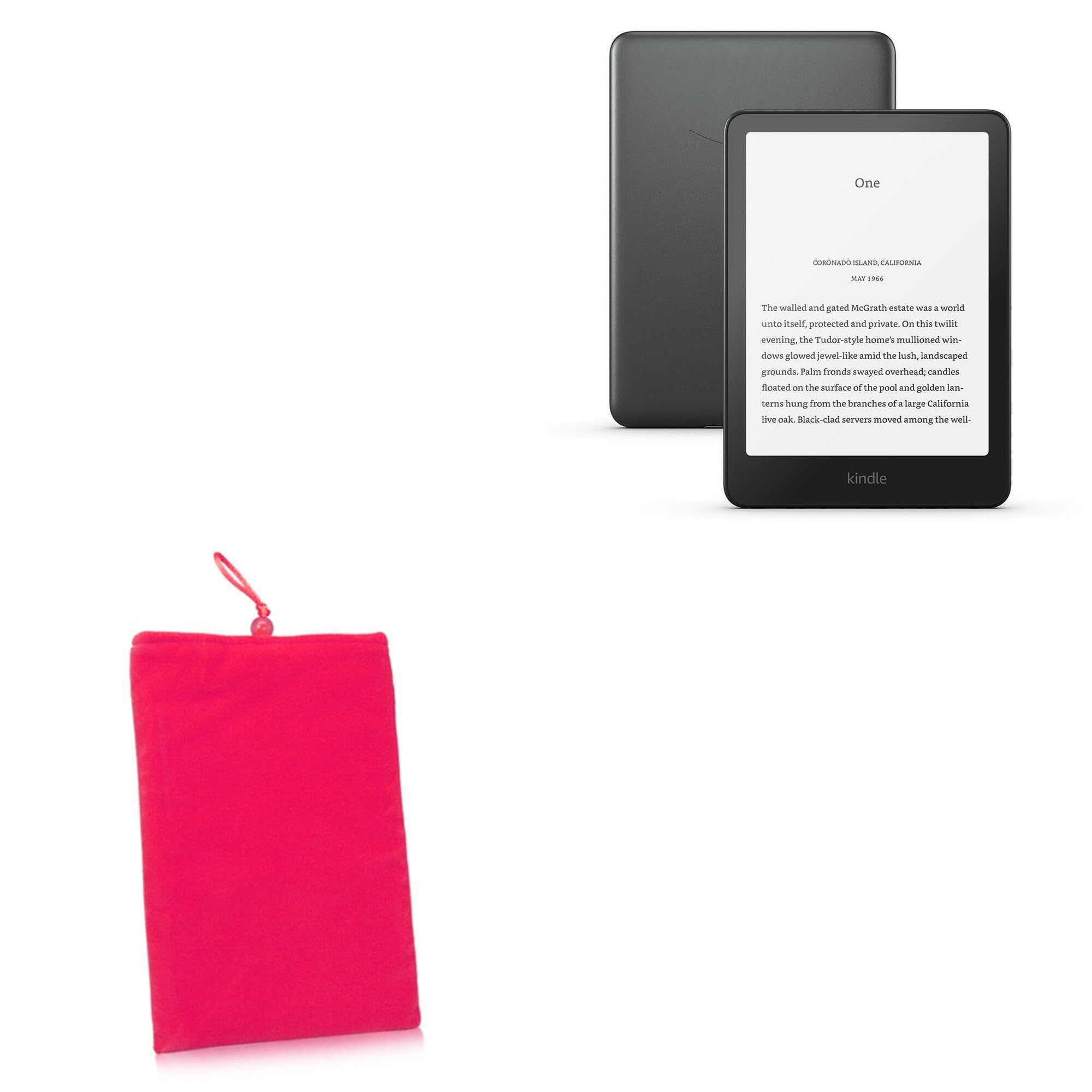 BoxWave Case Compatible with Amazon Kindle Paperwhite 12th Gen (7 in) - Velvet Pouch, Soft Velour Fabric Bag Sleeve with Drawstring - Cosmo Pink