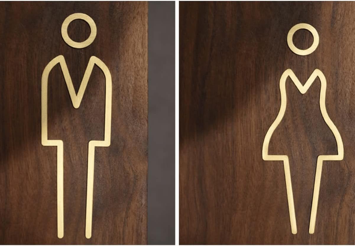 Letrero de baño, letrero de baño, Conjunto de figuras de decoración de letreros de baño for hombres y mujeres, letrero de baño moderno for hombres y mujeres, letreros for puertas de baño