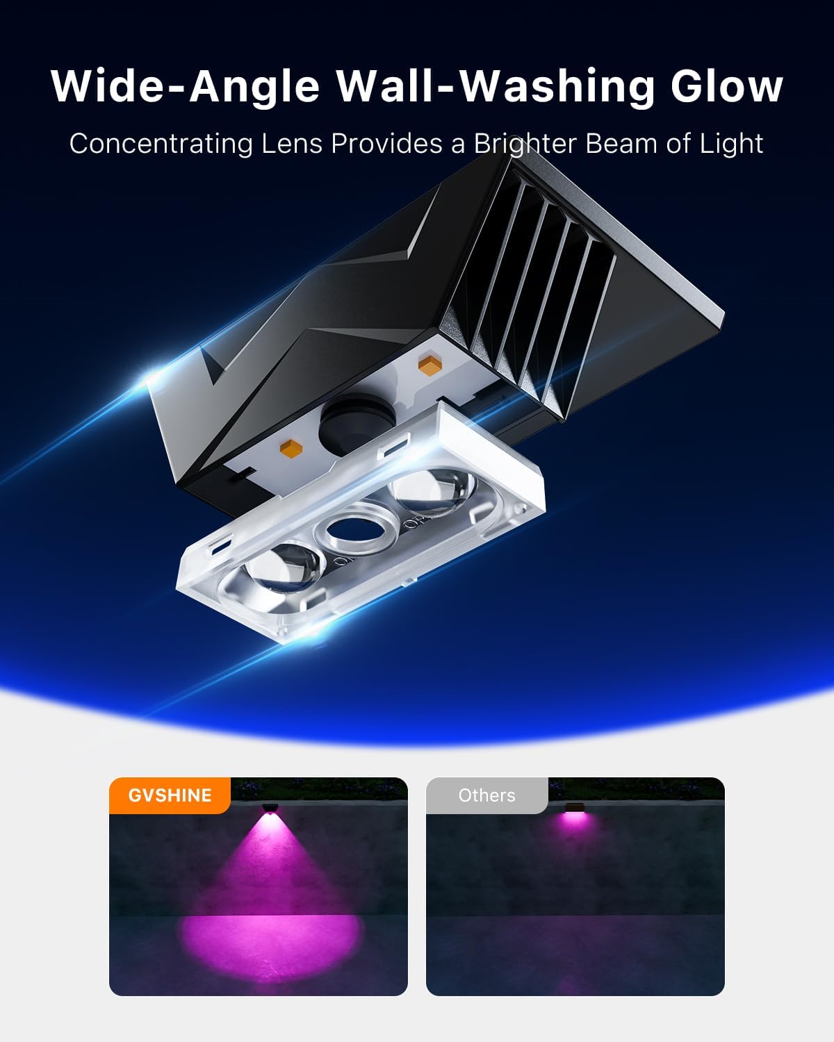 8 Pack Color Change Solar Fence Lights Outdoor for Deck, Railing, Stair, Retaining Wall, Waterproof Led Accent RGB Lamp Decorative Lighting with Spot Len for Patio, House, Pool Cage, Garden, Yard