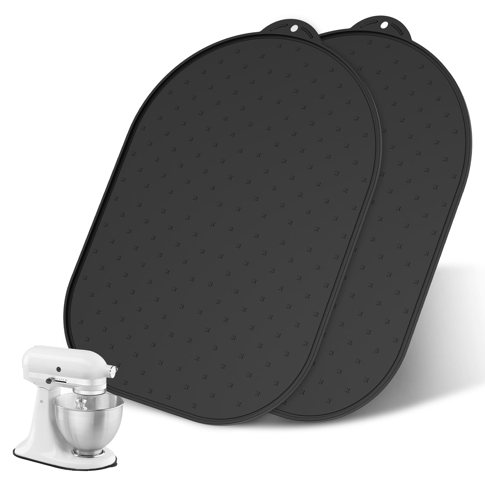 Nihuifdpy Black 2Pcs Mixer Slider Mat, Silicone Sliding Mat Waterproof Mixer Mover Accessories, Kitchen Appliance Slider Pad For Mixers Appliance Countertop Accessories, Easy Moving & Countertop Protection(Black)