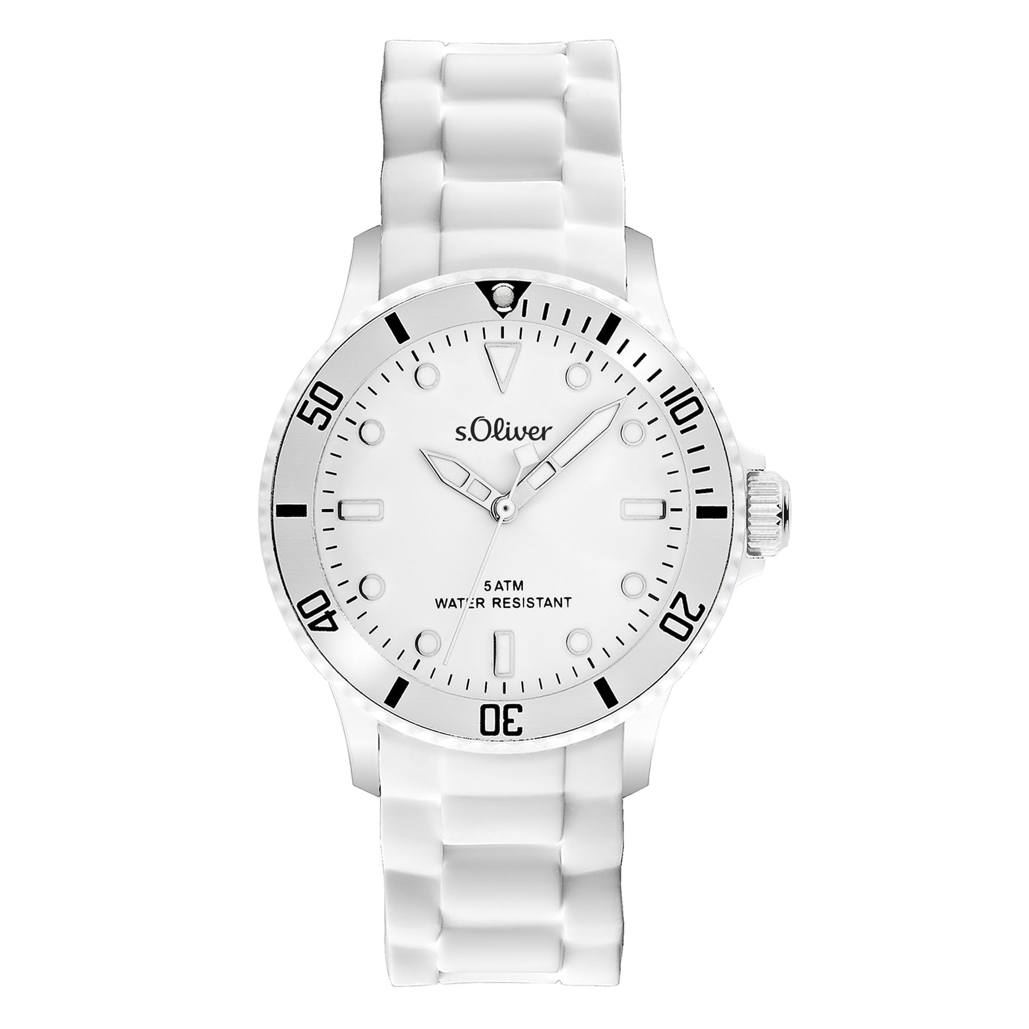 s.Oliver Armbanduhr mit Silikonband - 40 mm - Unisex Silikonuhr für Damen und Herren - analoge Armbanduhr mit Quarzwerk - hoher 5 ATM wasserdicht - Kratzfest