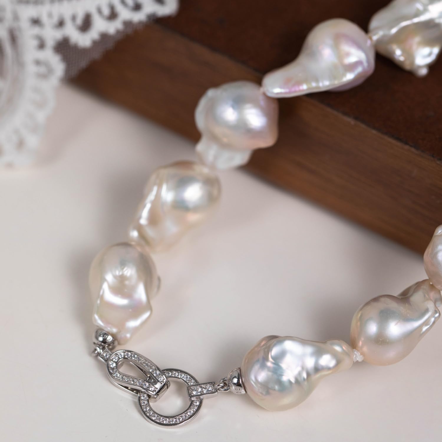 Freshwater Baroque Pearl Necklace; Pearl Necklaces for Women and Men; 18.5 inches L... - Image 4