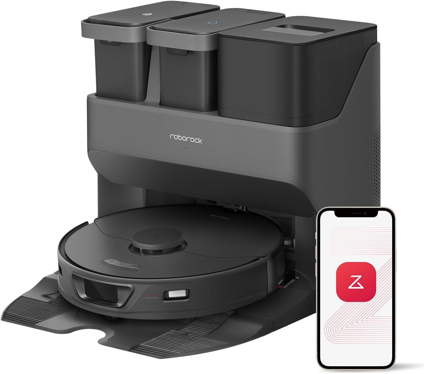 roborock S7 Max Ultra Robot Vacuum and Mop Combo, Auto Mop Drying, Auto Mop Washing, Self-Emptying, Self-Refilling, 5500Pa Suction, Reactive Tech Obstacle Avoidance, Black (Renewed)