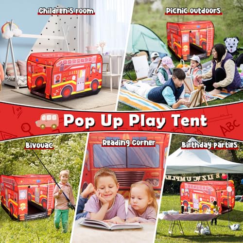 Britik 995-7052B Pop Up Play Tent For Kids Aged 1-3 Years Old Boys And Girls : Fire Truck Tent Playhouse Toy Play Tents For Toddlers 3-5 Kids Tent Indoor Outdoor Playhouse Toys thumb #5