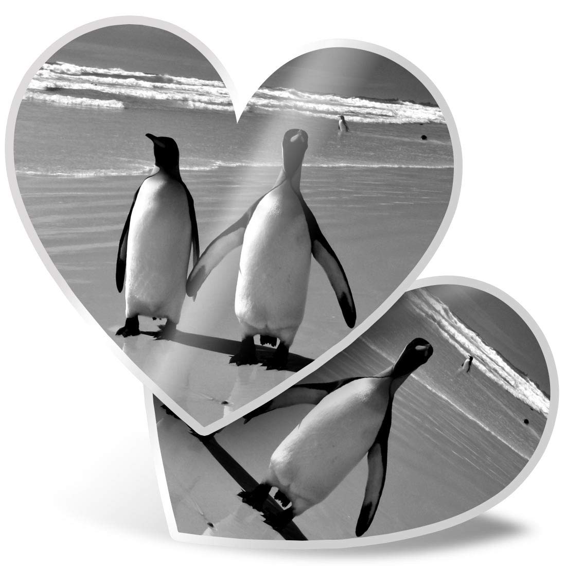 Destination Vinyl Ltd Multi 2 X 7.5Cm He Stickers - Cute Couple Penguin Bird Beach Decals 40921