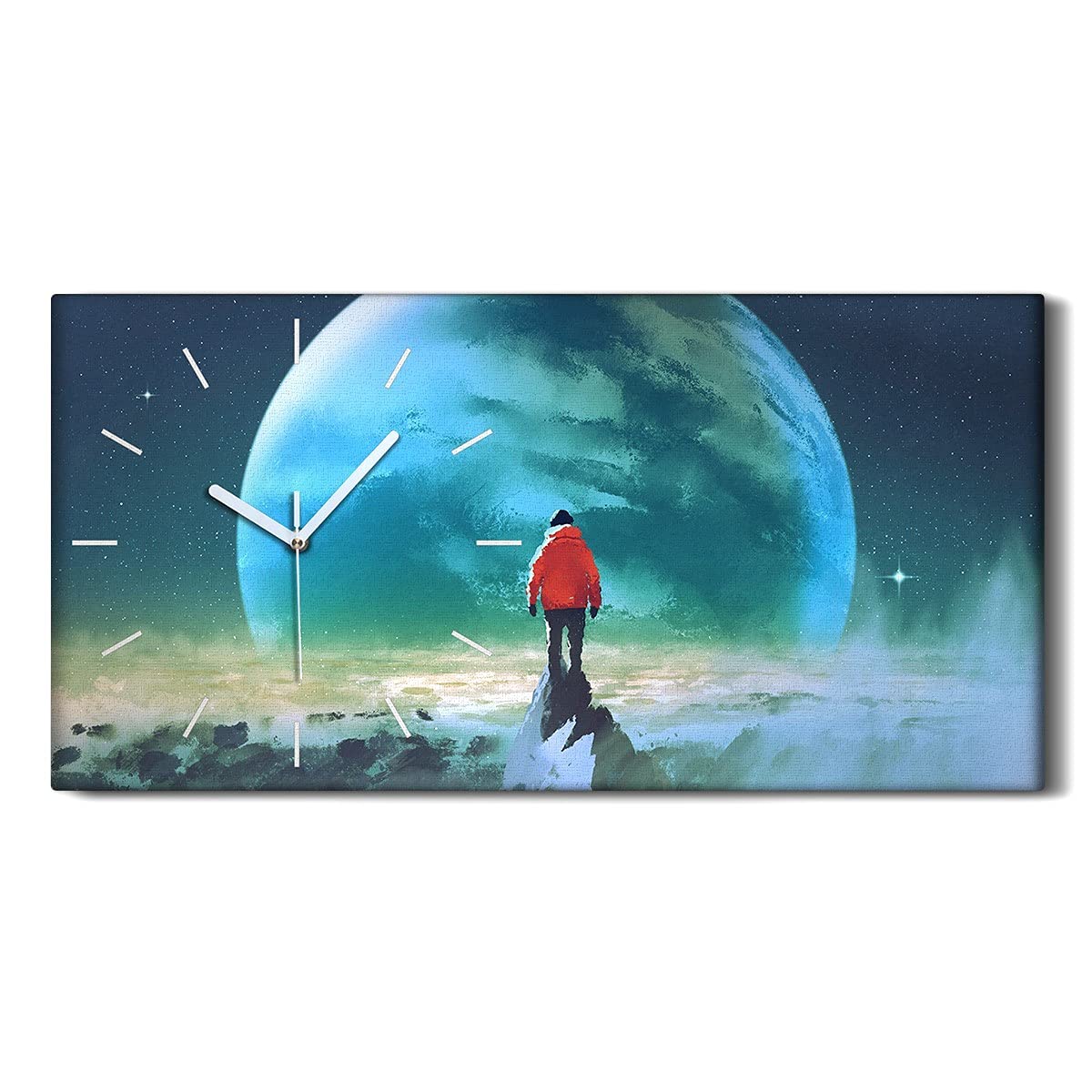 Image Image Image Homme sur la Montagne Horloge sur Toile 60x30cm
