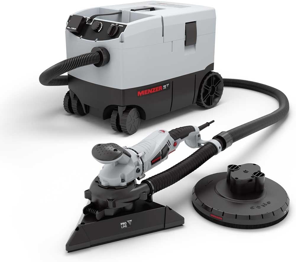 Wall Sander MENZER TSW 225 PRO + professional Vacuum Cleaner / interchangeable head system / manufacturer’s warranty & abrasives – 110 V
