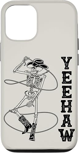 Funda para iPhone 1212 Pro Western Cowboy Skeleton Yeehaw Rodeo Southern Country Music Case