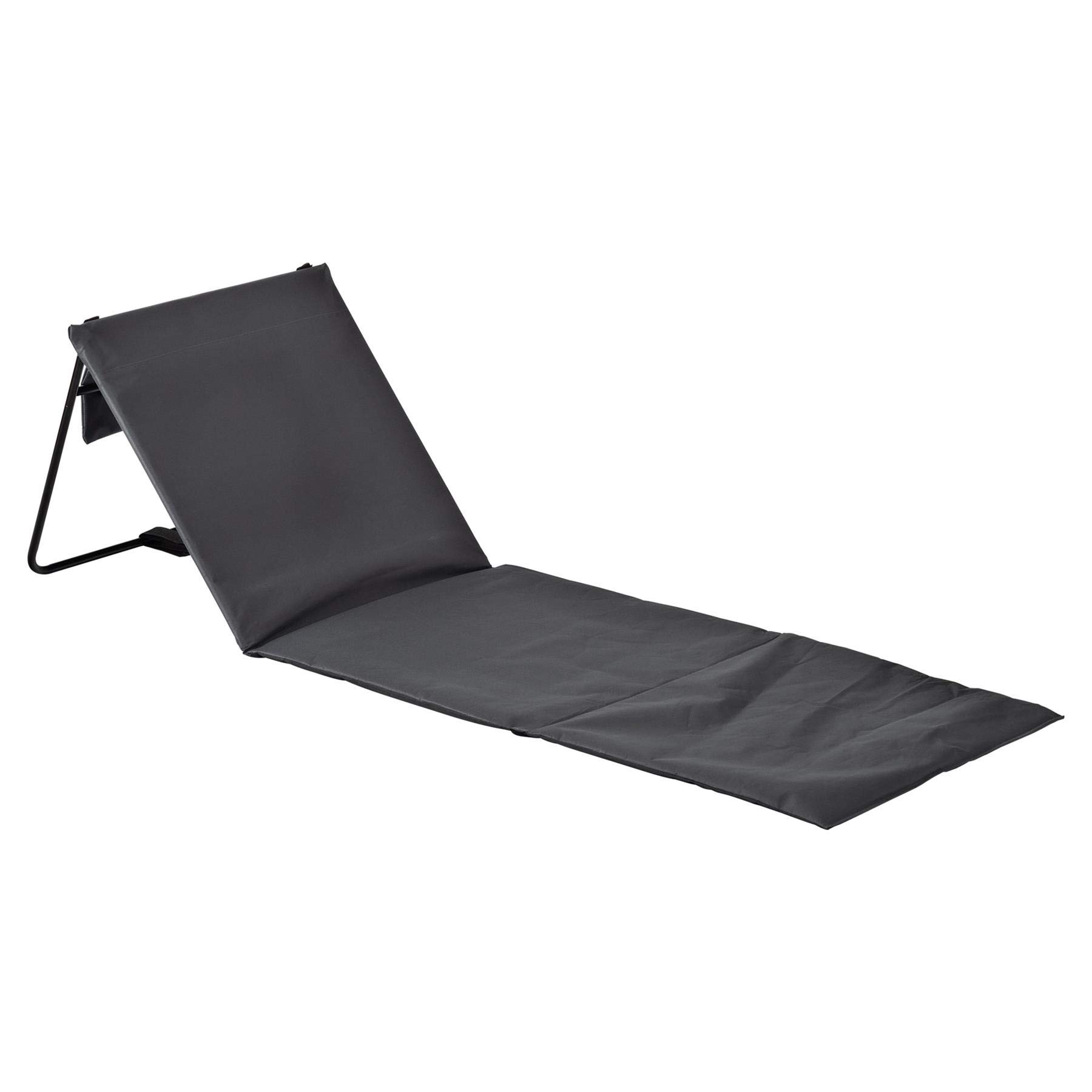 Harbour Housewares Folding Beach Sun Lounger - Grey - Pack of 1 - Foldable Canvas Beach Mat Lounger Portable Garden Sunlounger Mat with Backrest for Garden, Camping, Festivals