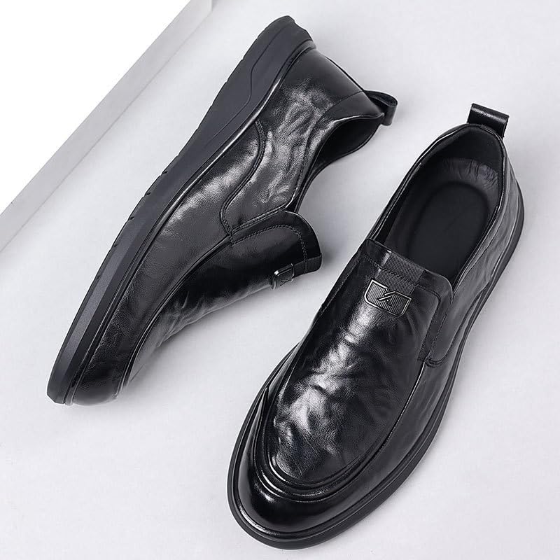 Men's Casual Slip On Shoes Soft Loafers for Men Lightweight Driving Boat Shoe Toe Uniform Dress and Work Shoes Resistant Water Resistant Black