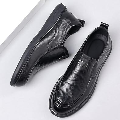 Men's Casual Slip On Shoes Soft Loafers for Men Lightweight Driving Boat Shoe Toe Uniform Dress and Work Shoes Resistant Water Resistant Black