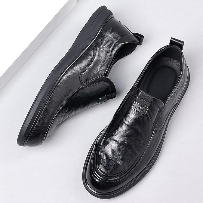 Men's Casual Slip On Shoes Soft Loafers for Men Lightweight Driving Boat Shoe Toe Uniform Dress and Work Shoes Resistant Water Resistant Black