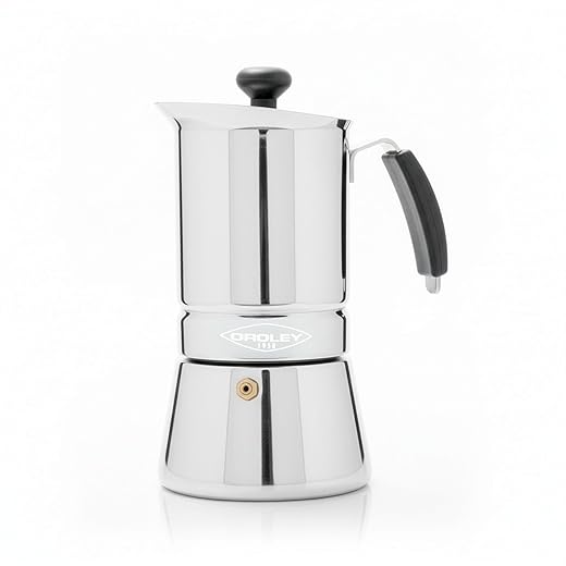 Oroley - Cafetera Italiana Arges | Acero Inoxidable | 2 Tazas | Cafetera Inducción, Vitrocerámica, Fuego Y Gas | Estilo Tradicional
