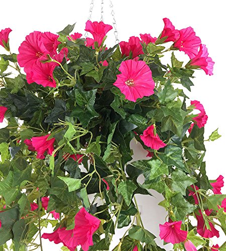 Lopkey Silk Morning Glory Artificial Flowers Patio Lawn Garden Hanging Basket Decor,Red(4Pcs) #TOP3