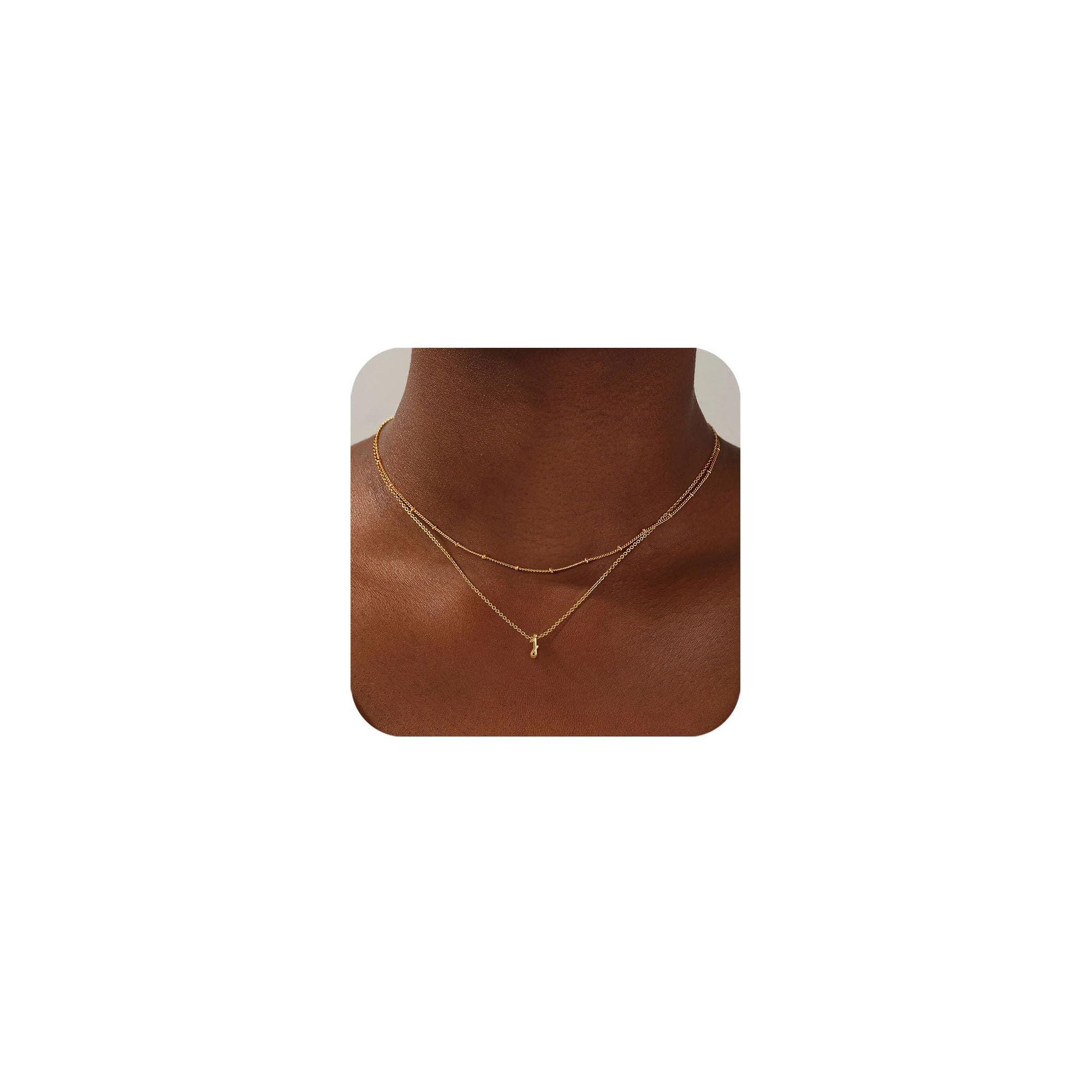 TINGNLayered Initial Necklaces for Women Trendy, 14K Gold Plated Letter A-Z Pendant Necklace Tiny Initial Necklace Personalized Monogram Layered Gold Initial Necklaces for Women Girls Jewelry