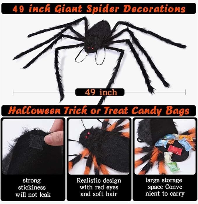 Halloween Spinnenrucksack,Große Schwarze Spinnenbeine für Erwachsene,Spinne Rucksack Süßigkeiten Tasche,Halloween Riesenspinne Rucksack,Spinne Kostüm Für Erwachsene Kinder Karneval Party