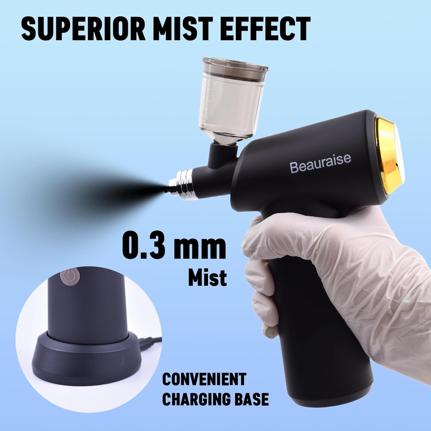 Portable Spray Tan Machine–Cordless Rechargeable Spray Tanning Gun for Home, Travel, Salon & Spa – Handheld Self Tanning Solution Applicator–Lightweight & Easy Use – Professional Sunless Tan (Beige)