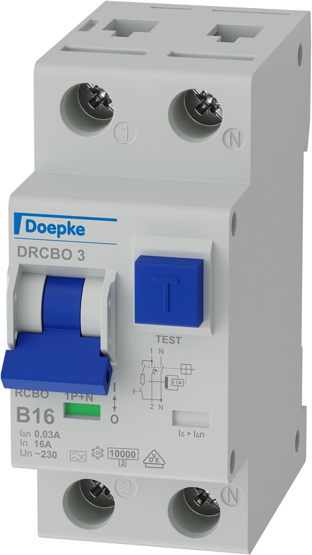 1N Fase Beveiliging Combinatie Doepke FI/LS-Combinatie DRCBO3 C16/0,03/1N-A - Aardlekschakelaar En Stroomonderbreker In Één Automatische Zekering 16A 30mA