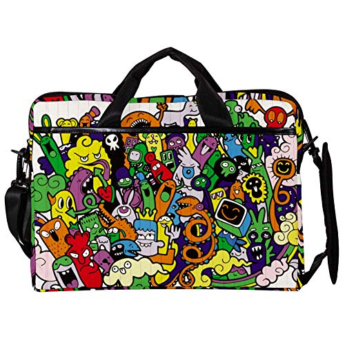 Bandolera para portátil de 14" con diseño Monster Graffiti, ideal para la universidad