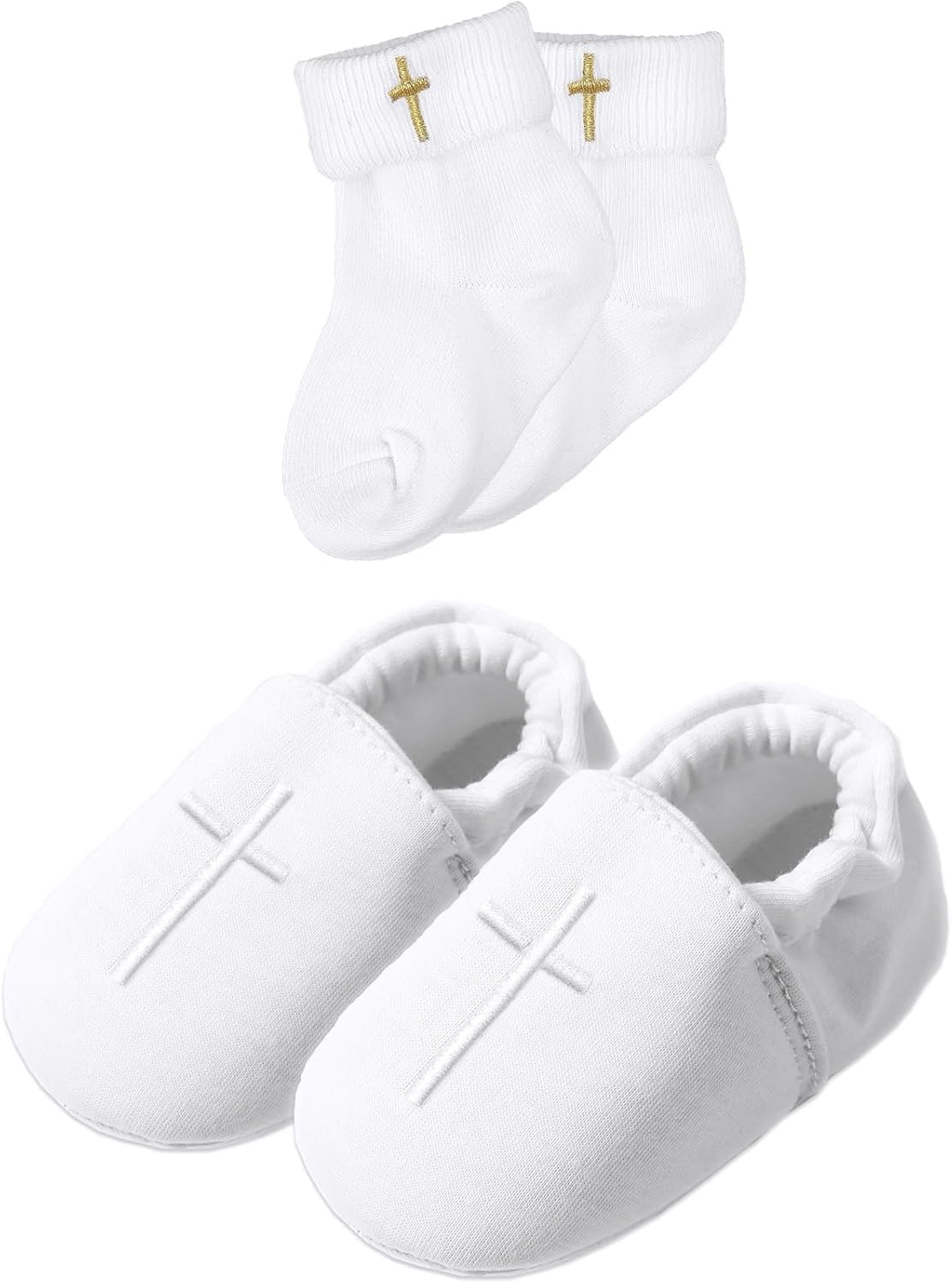 AGJ Baby Boy Baptism Shoes Set, Infant Soft Sole Christening White Sneaker